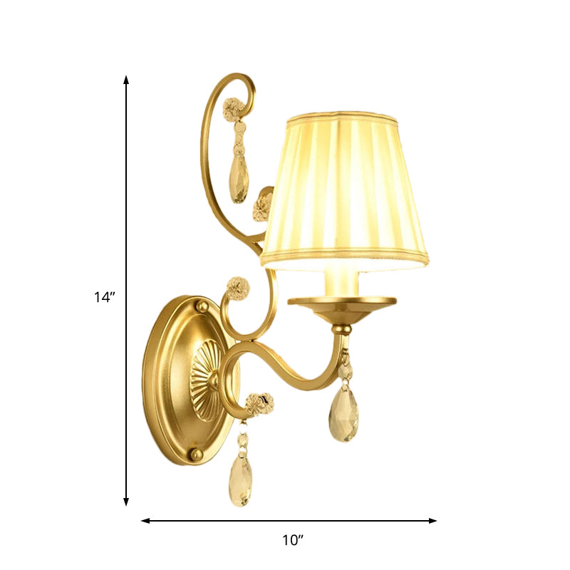 Rynx | Curved Arm Wall Light Contemporary Crystal 1/2-Light Wall Mounted Lighting with/without Shade in Brass