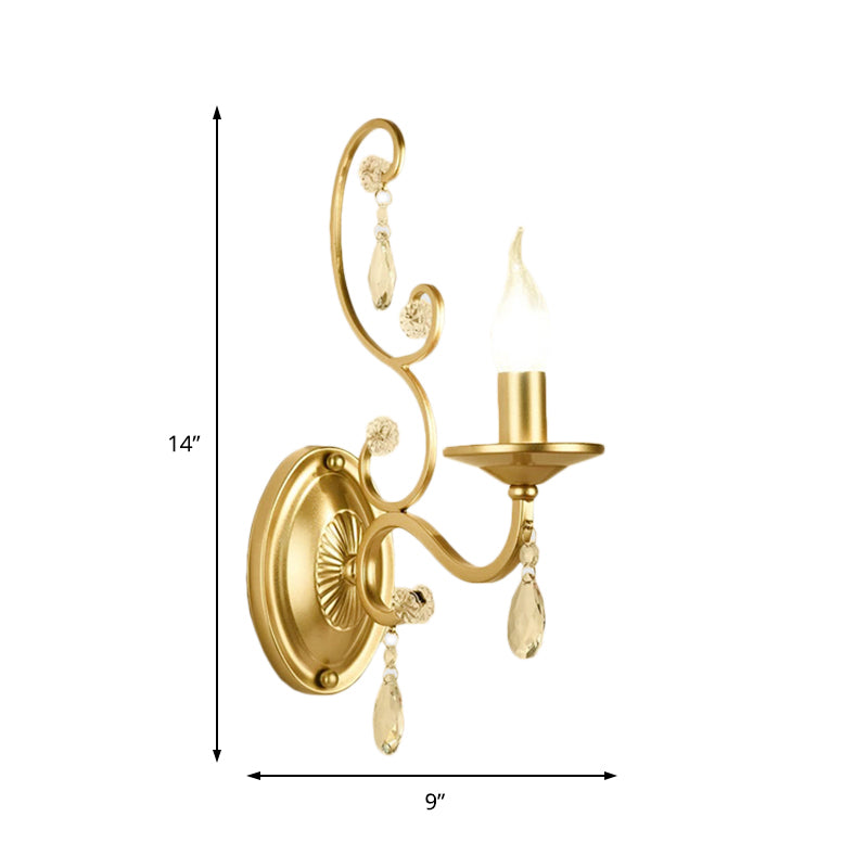 Rynx | Curved Arm Wall Light Contemporary Crystal 1/2-Light Wall Mounted Lighting with/without Shade in Brass