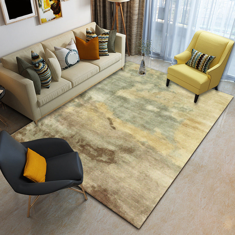 Rynx | Yellow Casual Rug Polyester Abstract Rug Washable Area Rug for Bedroom