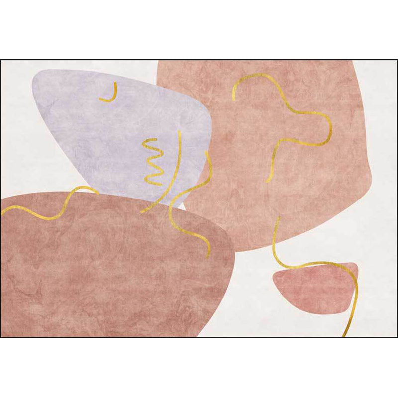 Rynx | Scandinavian Novelty Carpet in White and Pink Irregular Shape Pattern Carpet Polyester Non-slip Area Rug for Home Decoration