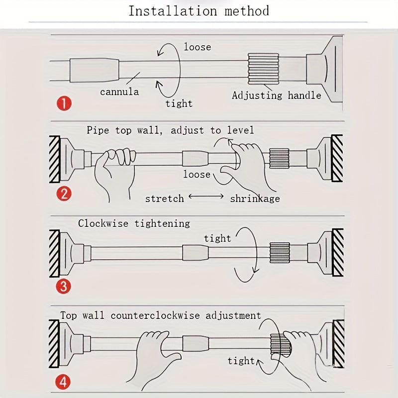Rynx | Adjustable Tension Curtain Rod - Heavy-Duty, No-Drill Extendable Rod for Shower, Closet, Window, Towel Rack - Metal and Plastic Home Accessory