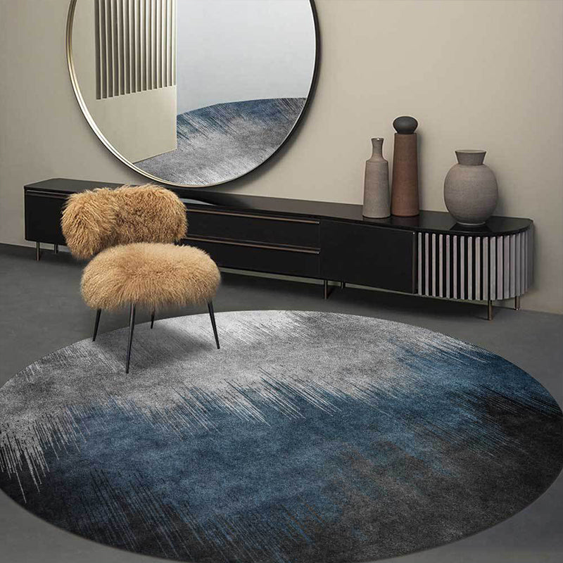 Rynx | Blue and Grey Modern Rug Polyester Ombre Pattern Rug Washable Non-Slip Backing Carpet for Living Room