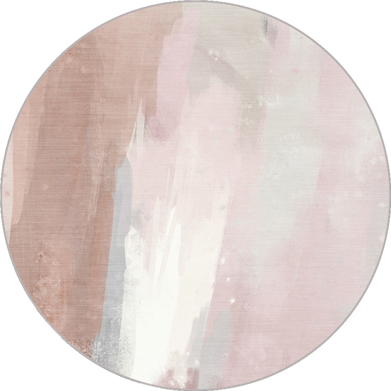 Rynx | Contemporary Brushstroke Pattern Rug Pink Polyester Rug Machine Washable Non-Slip Area Rug for Bedroom
