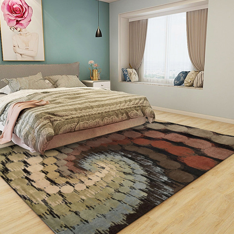 Rynx | Modern Watercolor Pattern Rug Brown Multicolor Polyester Rug Machine Washable Non-Slip Area Rug for Bedroom