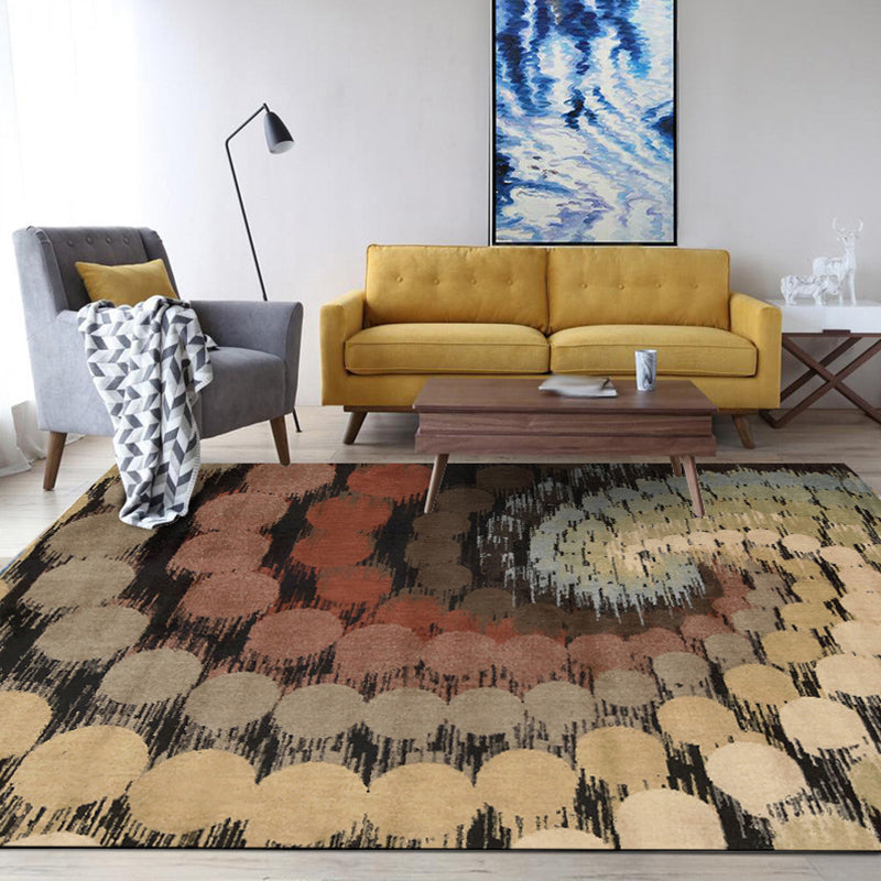 Rynx | Modern Watercolor Pattern Rug Brown Multicolor Polyester Rug Machine Washable Non-Slip Area Rug for Bedroom