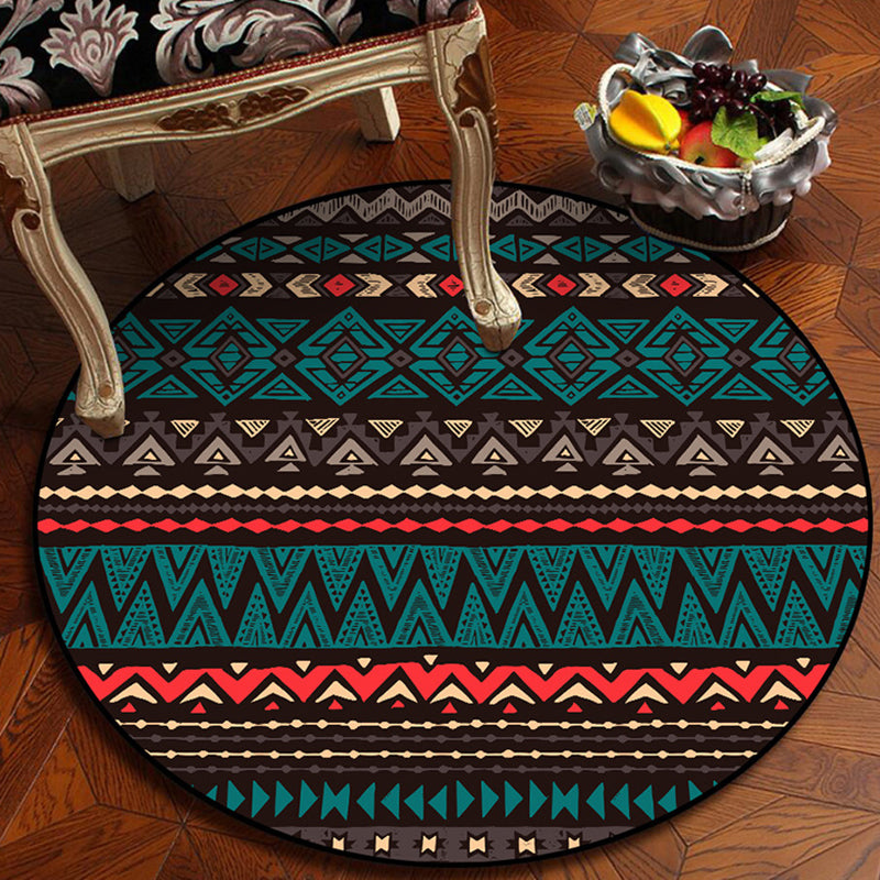 Rynx | Green Southwest Carpet Polyester geometric pattern rug washable non-slip backing rug for living room