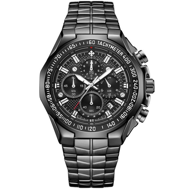 Rynx | WWOOR Multifunctional Men's Steel Bracelet Six-Hand Quartz Watch Waterproof Casual Crown Watch 8868