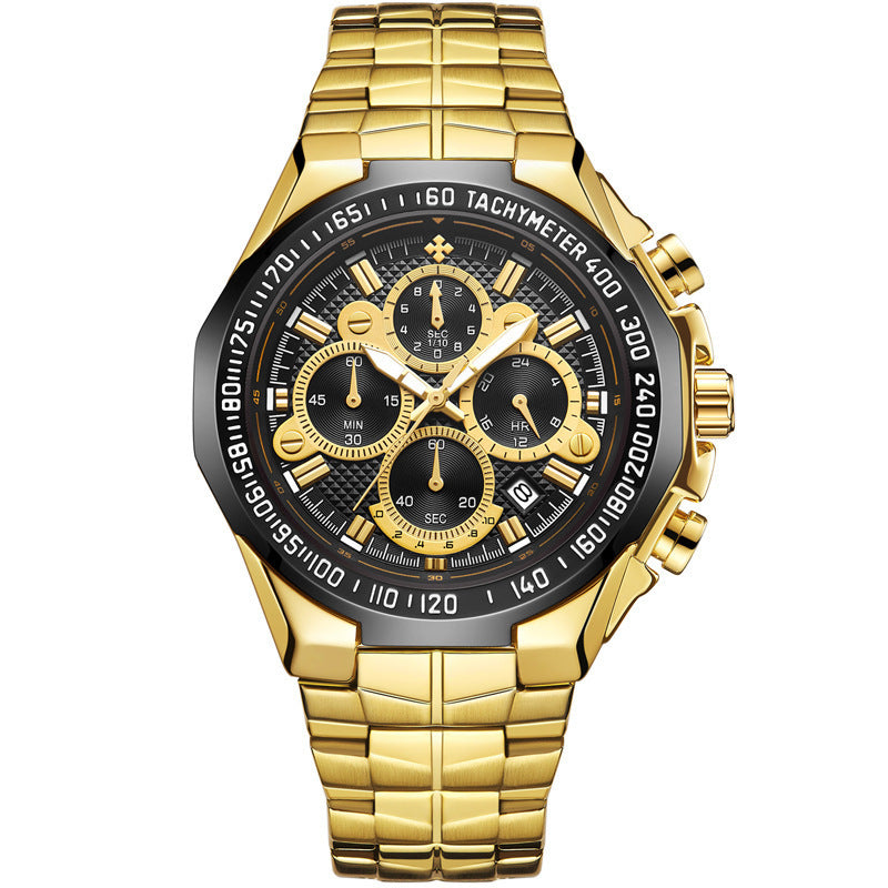 Rynx | WWOOR Multifunctional Men's Steel Bracelet Six-Hand Quartz Watch Waterproof Casual Crown Watch 8868