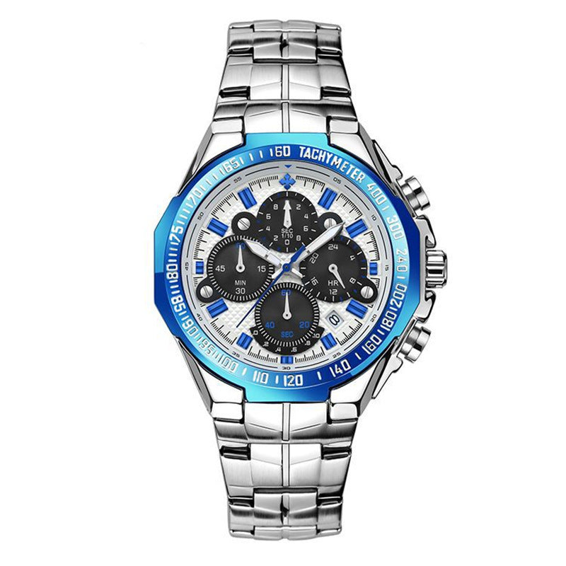 Rynx | WWOOR Multifunctional Men's Steel Bracelet Six-Hand Quartz Watch Waterproof Casual Crown Watch 8868