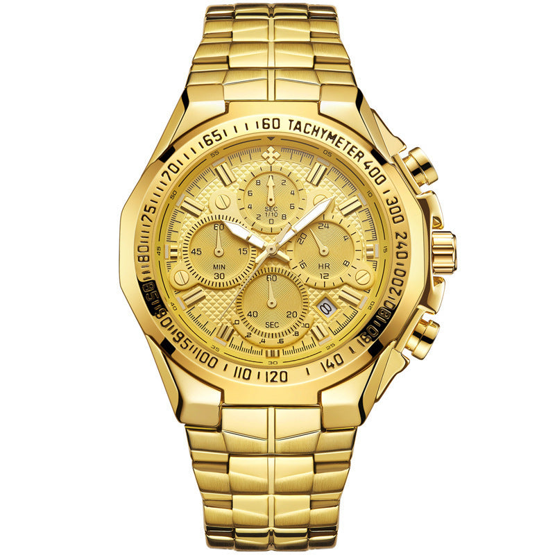 Rynx | WWOOR Multifunctional Men's Steel Bracelet Six-Hand Quartz Watch Waterproof Casual Crown Watch 8868