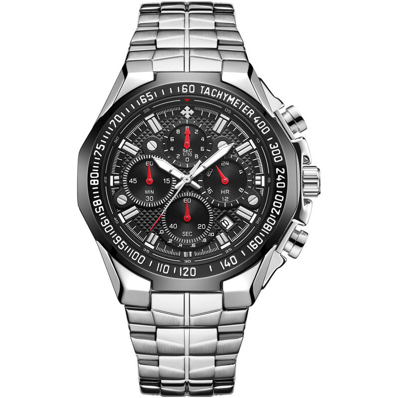 Rynx | WWOOR Multifunctional Men's Steel Bracelet Six-Hand Quartz Watch Waterproof Casual Crown Watch 8868