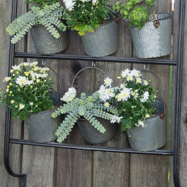 Rynx | Natural metal wall flower pot with buckets