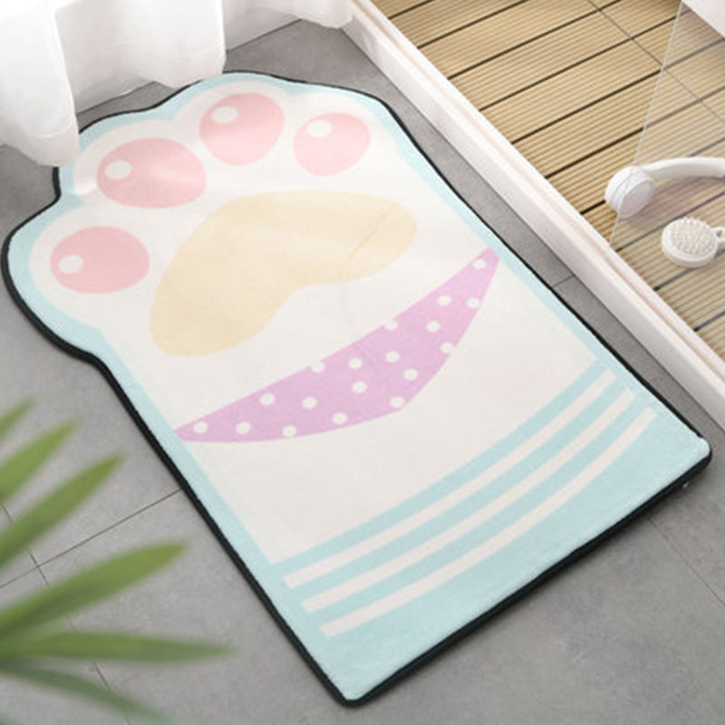 Rynx | Kids Bedroom Uneven Carpet in Pink and Purple Animal Paw Bow Print Carpet Polyester Non-Slip Background Carpet
