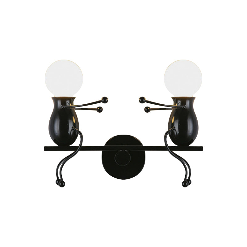 Rynx | Black/White/Red Childish Wall-Mounted Lamp Kids 2 Heads Metal Wall Light with Swing Arm