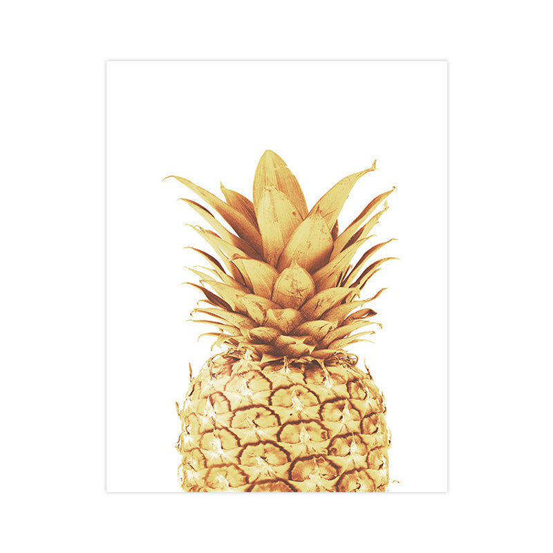 Rynx | Golden Pineapple Wall Decoration Fruit Tropical Texture Canvas Print for Dining Room