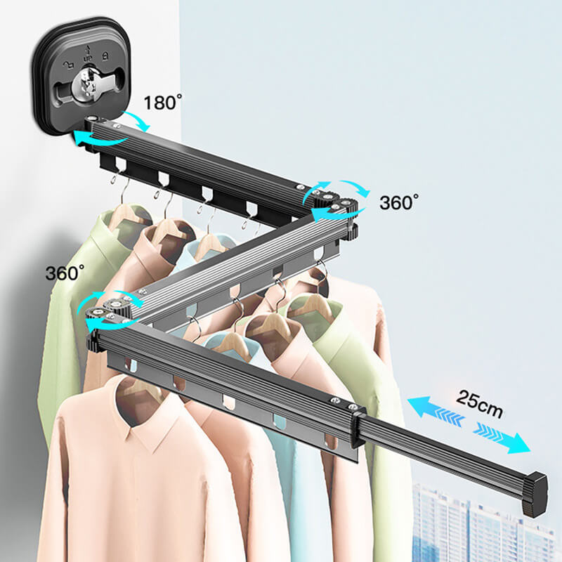 RYNX | Wall-Mounted Drying Rack With Suction Cup Triple foldable (Length: 102 cm)