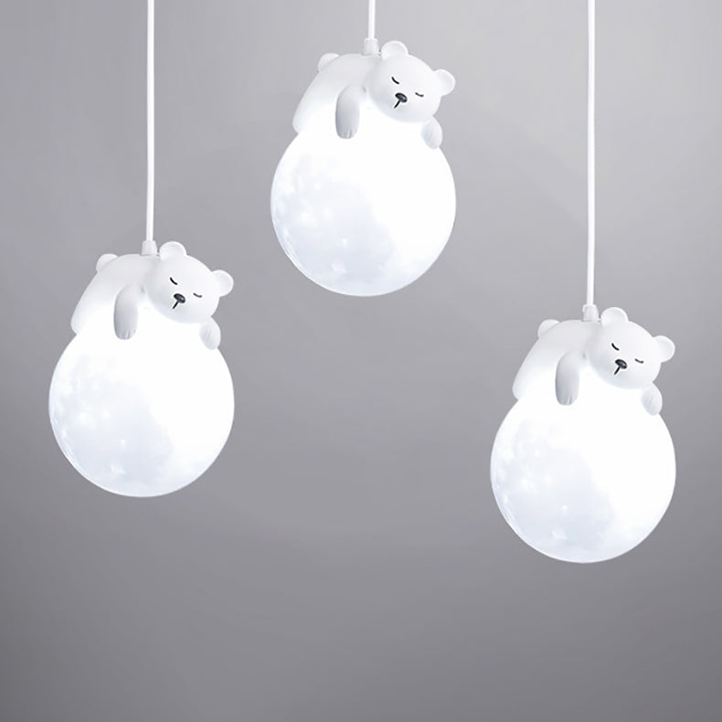 Rynx | Contemporary creative PE spherical umbrella resin animal rabbit bear design 1-light pendant lamp for the living room