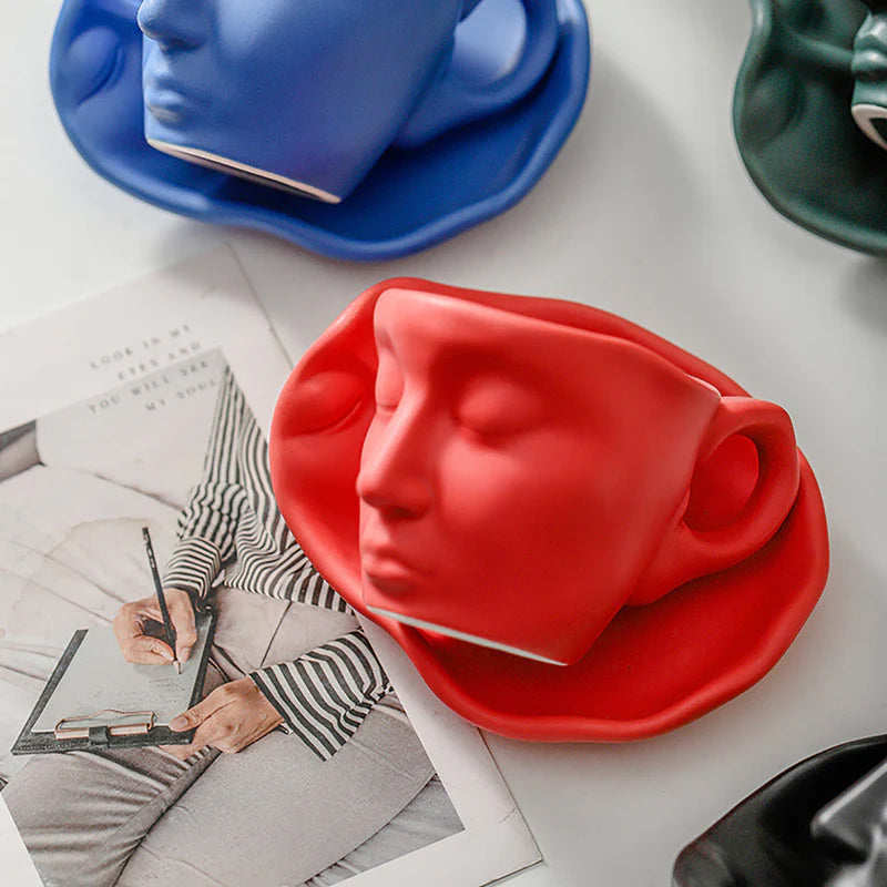 Rynx | Metal touching face, creative ceramic kiss coffee mug