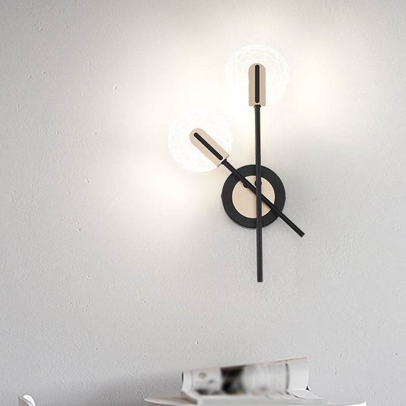 Rynx | Black Round Wall Light Fixture Modern LED Metal Wall Lamp Lighting in Warm/White Light