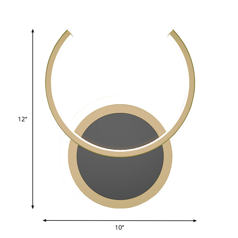 Rynx | Metal C-shaped Wall Lamp Nordic LED Wall Light in Gold for Bedroom, Warm/White Light
