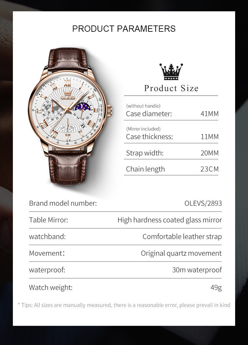 Rynx | Multifunctional Business Quartz Watch Luminous Men