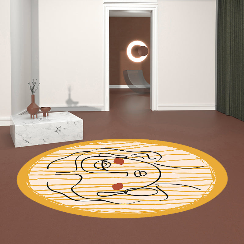 Rynx | Novelty Living Room Irregular Rug in Yellow Abstract Virgin Print Rug Polyester Non-Slip Back Area Rug
