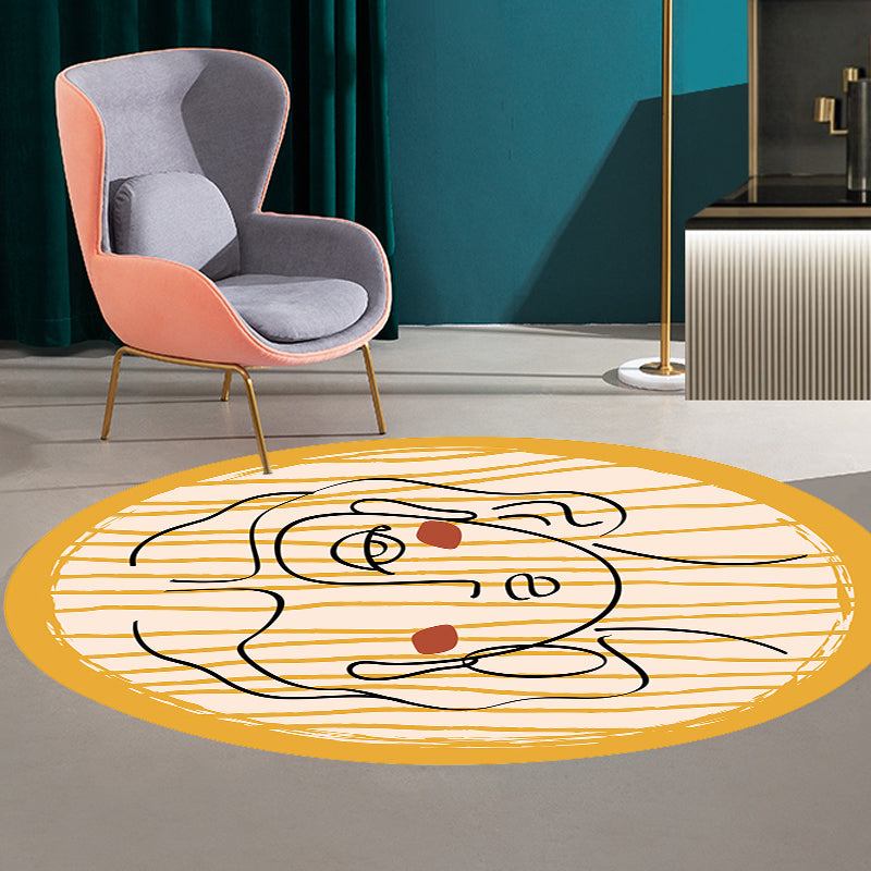 Rynx | Novelty Living Room Irregular Rug in Yellow Abstract Virgin Print Rug Polyester Non-Slip Back Area Rug