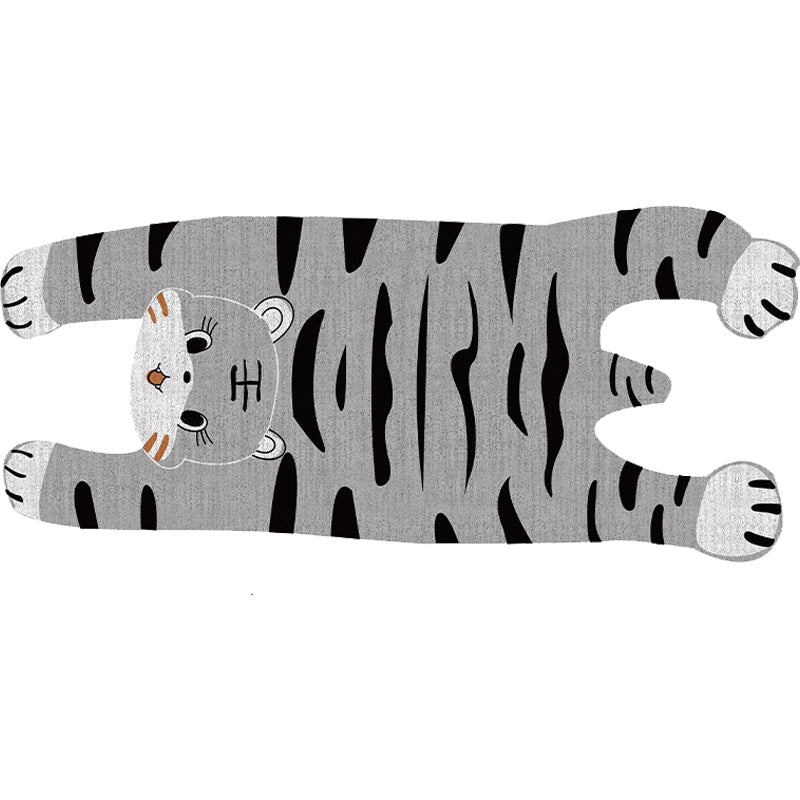 Rynx | Gray and Yellow Irregular Carpet Children's Room Animal Tiger Pattern Rug Polyester Pet Friendly Carpet