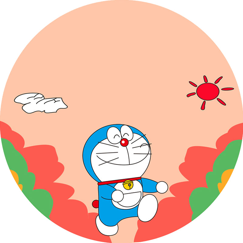 Rynx | Kids Cartoon Cat Pattern Rug Pink and Red Polyester Carpet Washable Pet Friendly Non-Slip Area Rug for Children's Room