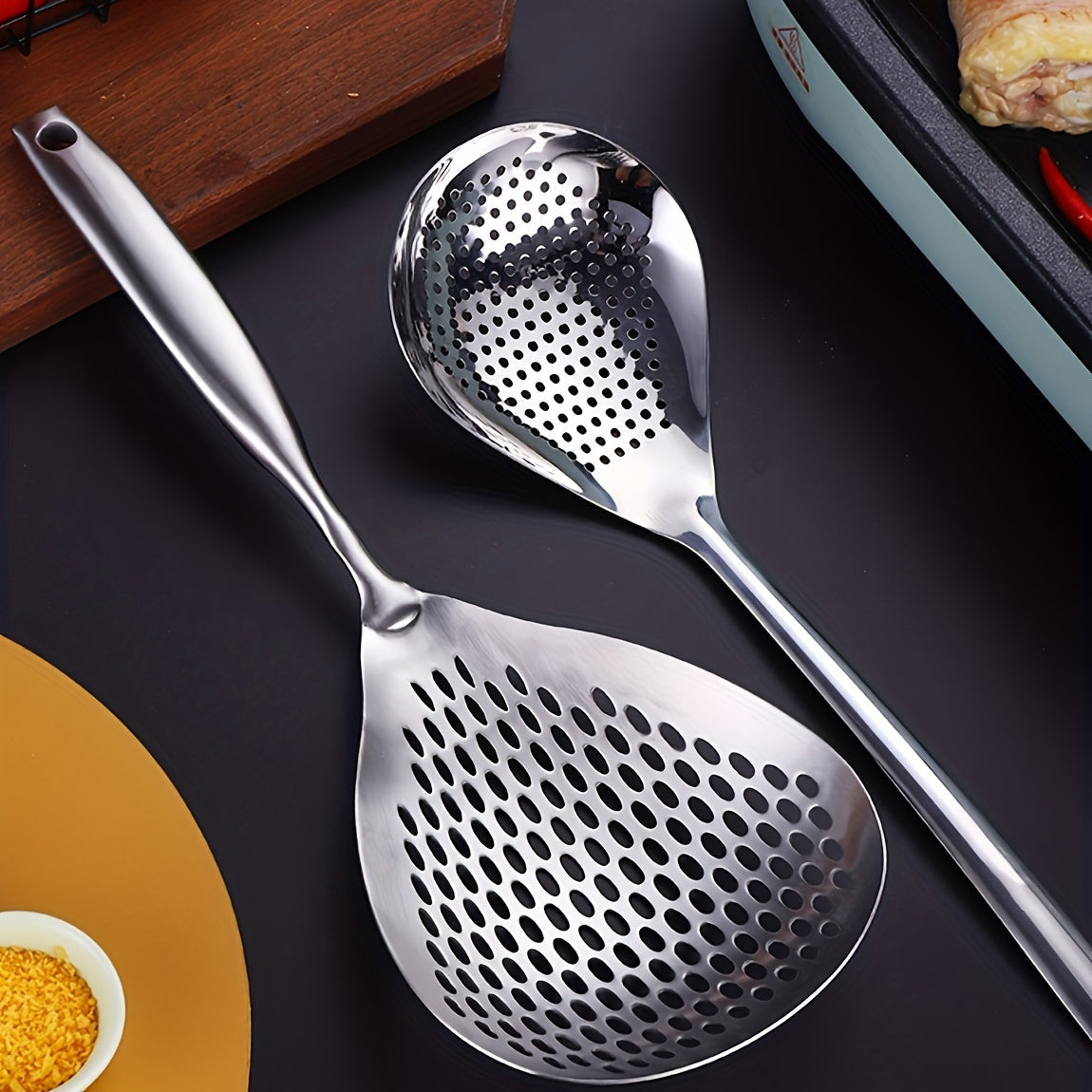 Rynx | Eid Al-Adha Large Stainless Steel Colander Skimmer – Durable Strainer for Frying & Hot Pot