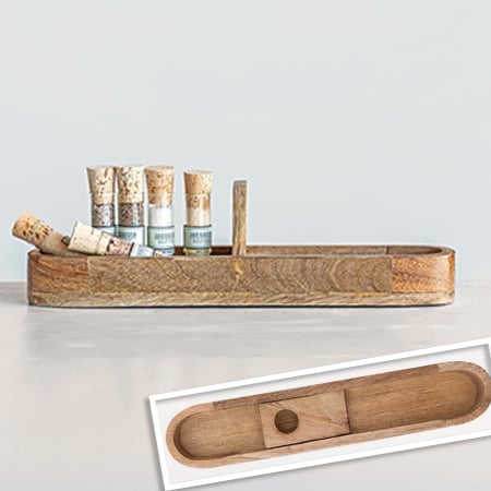 Rynx | Rounded wooden tray with a long shape