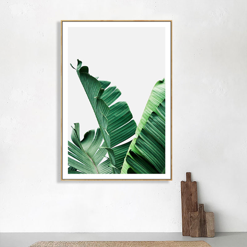 Rynx | Green Banana Leaf Canvas Art Textured Tropical Bedroom Wall Decor, Different Size