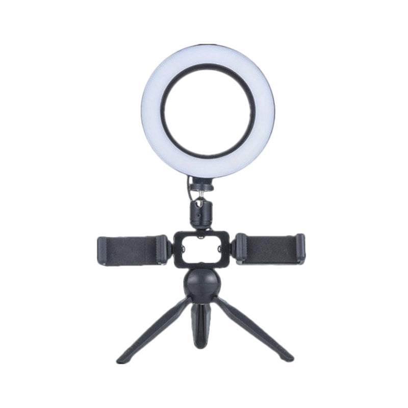 Rynx | Modernist Circle Make-Up Lamp Metal Mobile Phone Holder LED Tripod Fill Lighting in Black
