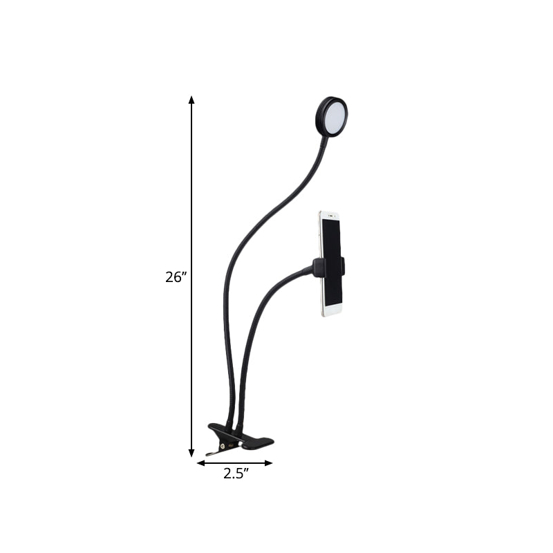 Rynx | Round Fill Flush Lamp Contemporary Metal Black/White LED Flexible Sink Lighting with Clip Base