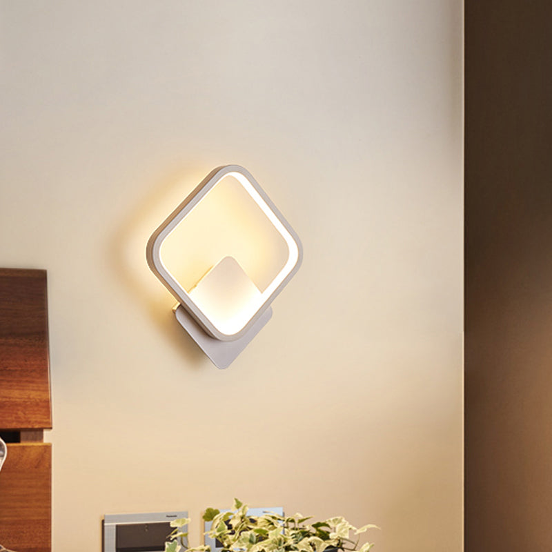 Rynx | Fillet Square Ring Acrylic Wall Light Simplicity White LED Wall Mounted Lamp in Warm/White Light, 10"/12" Wide