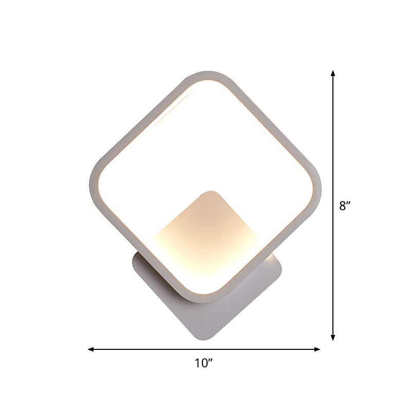 Rynx | Fillet Square Ring Acrylic Wall Light Simplicity White LED Wall Mounted Lamp in Warm/White Light, 10"/12" Wide