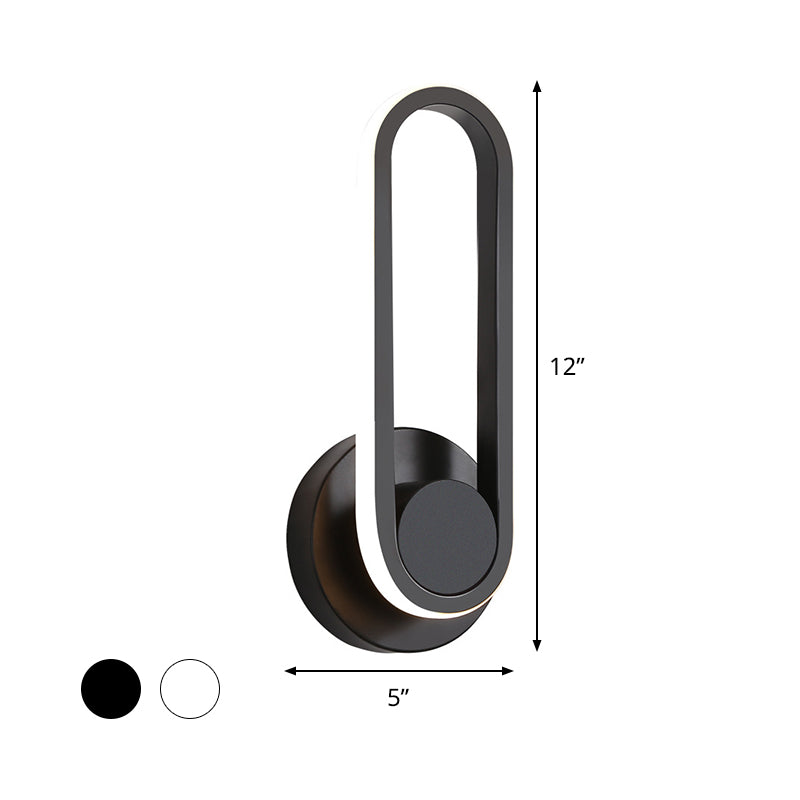 Rynx | Nightstand LED Wall Light Simple Black/White Wall Light Kit with Oval Aluminum Frame, Warm/White Light