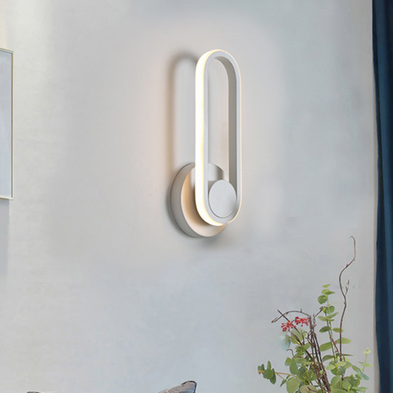 Rynx | Nightstand LED Wall Light Simple Black/White Wall Light Kit with Oval Aluminum Frame, Warm/White Light