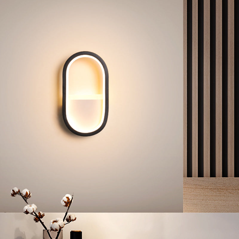 Rynx | Aluminum Ellips Mini Wall Lamp Simplicity White/Black LED Wall Fixture in Warm/White Light