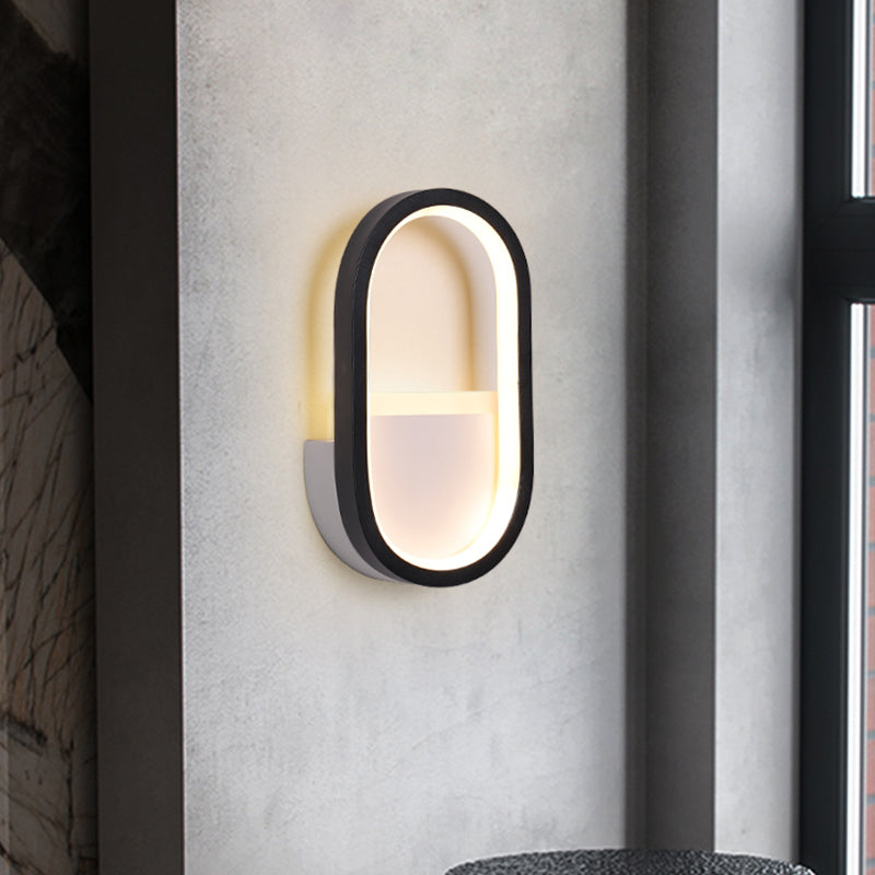 Rynx | Aluminum Ellips Mini Wall Lamp Simplicity White/Black LED Wall Fixture in Warm/White Light