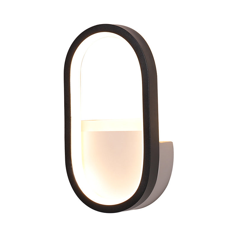 Rynx | Aluminum Ellips Mini Wall Lamp Simplicity White/Black LED Wall Fixture in Warm/White Light
