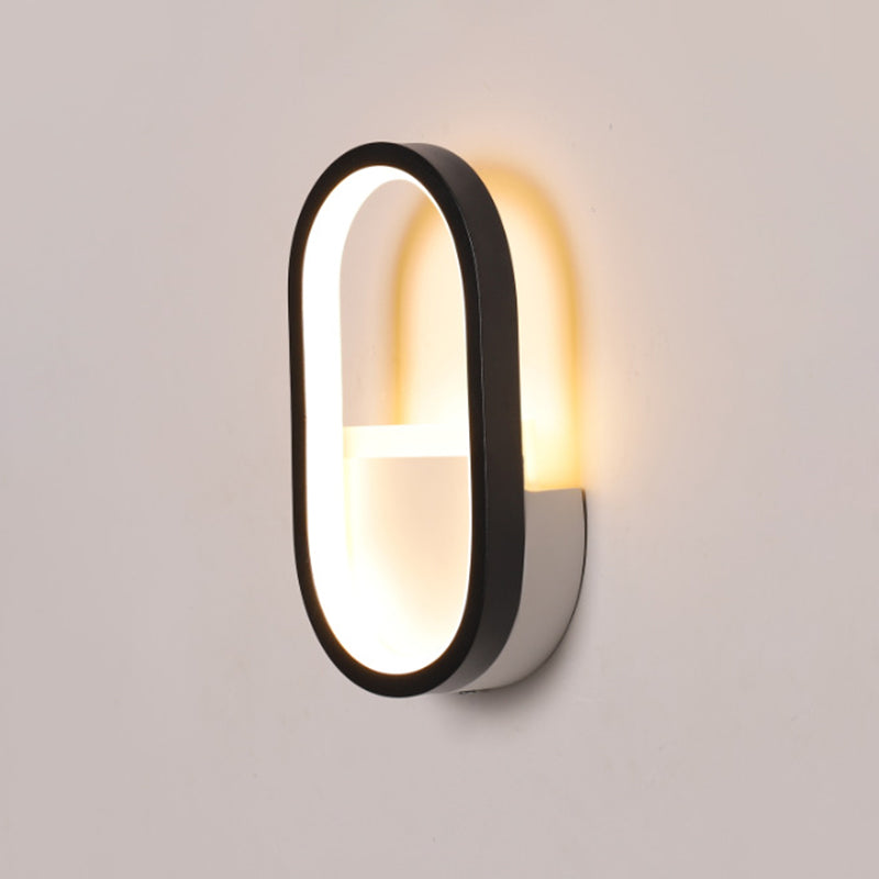 Rynx | Aluminum Ellips Mini Wall Lamp Simplicity White/Black LED Wall Fixture in Warm/White Light