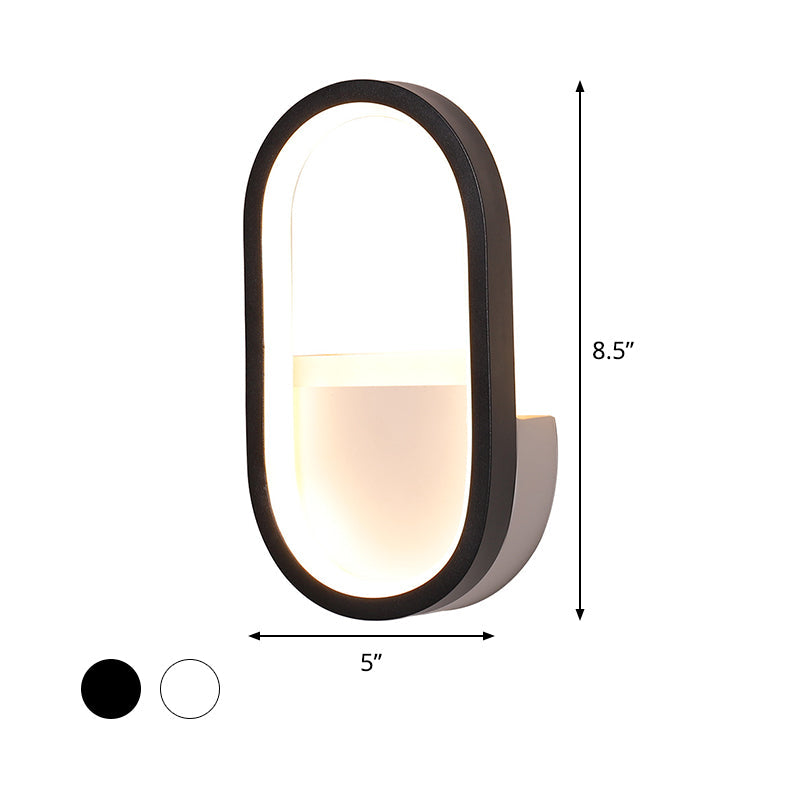 Rynx | Aluminum Ellips Mini Wall Lamp Simplicity White/Black LED Wall Fixture in Warm/White Light