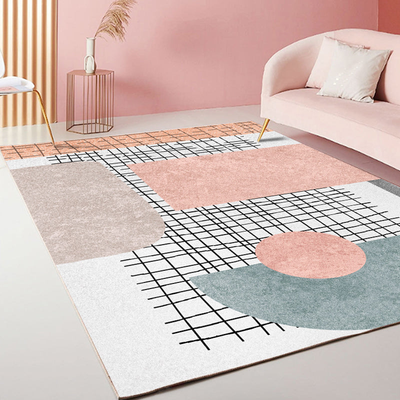 Rynx | Multicolor Living Room Rug Modernist Geometric and Striped Pattern Rug Polyester Washable Non-Slip Back Pet-Friendly Rug