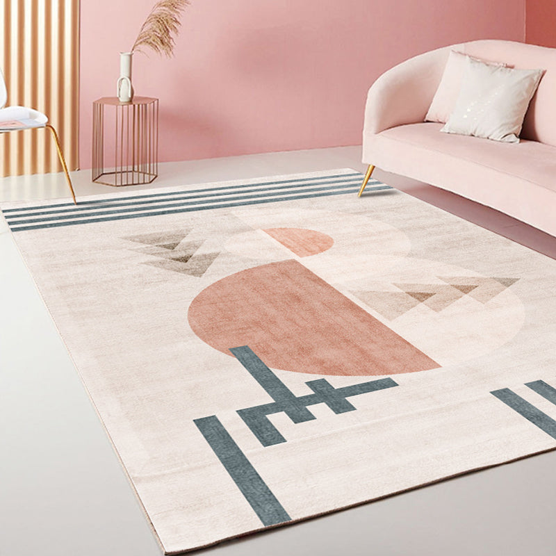 Rynx | Multicolor Living Room Rug Modernist Geometric and Striped Pattern Rug Polyester Washable Non-Slip Back Pet-Friendly Rug