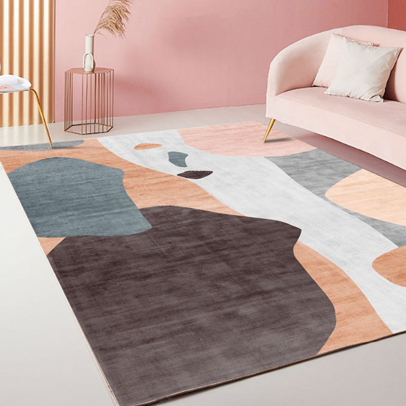 Rynx | Modernism Striped Pattern Carpet Multicolor Polyester Rug Non-Slip Pet Friendly Washable Area Rug for Living Room