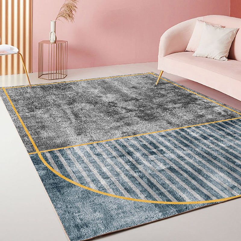 Rynx | Modernism Striped Pattern Carpet Multicolor Polyester Rug Non-Slip Pet Friendly Washable Area Rug for Living Room