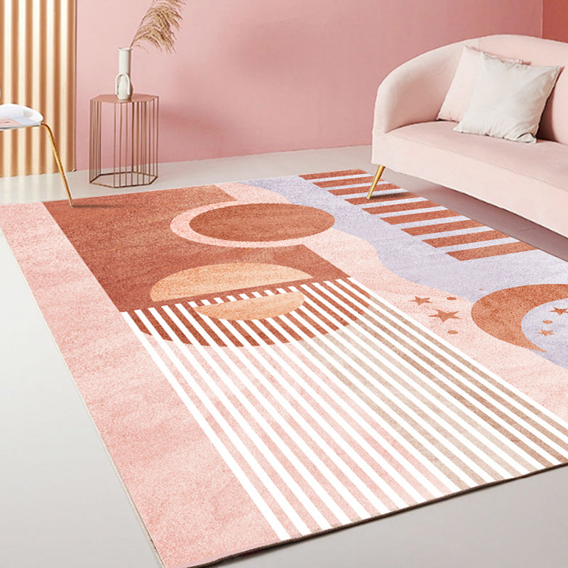 Rynx | Casual Stripe Pattern Carpet Multicolor Modern Carpet Polyester Pet-Friendly Washable Non-Slip Carpet for the Living Room