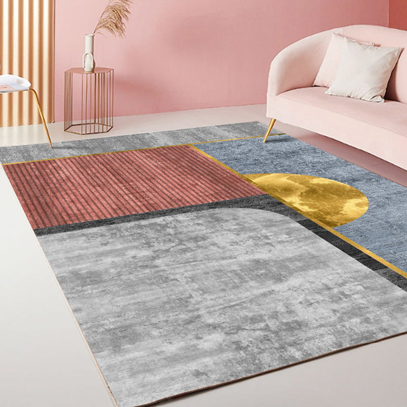 Rynx | Casual Stripe Pattern Carpet Multicolor Modern Carpet Polyester Pet-Friendly Washable Non-Slip Carpet for the Living Room