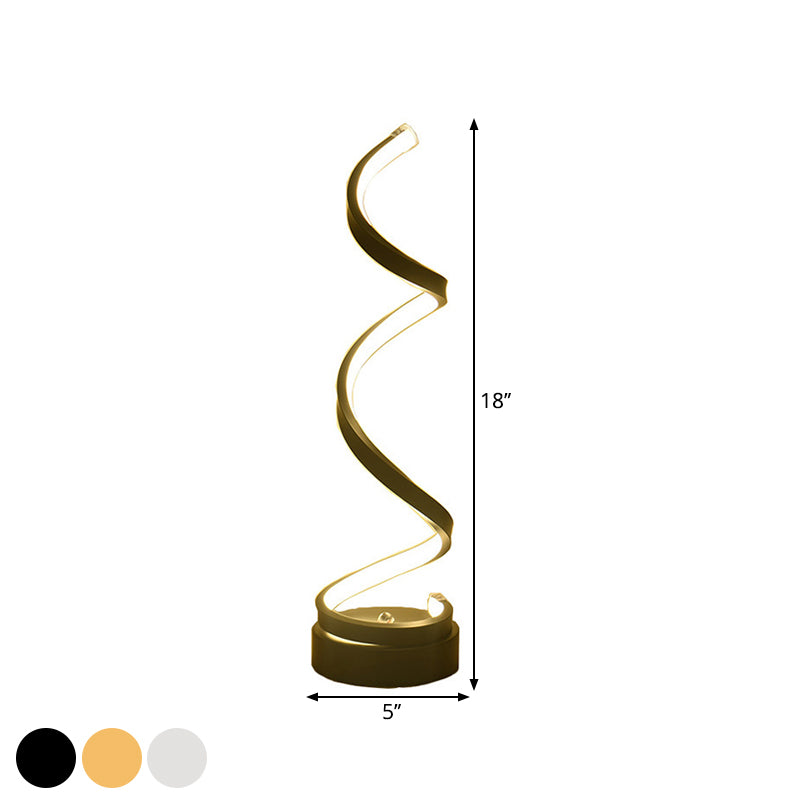 Rynx | Spiral Ribbon Metal Table Lamp Simplicity Black/White/Gold LED Work Lighting with Round Base in Warm/White Light